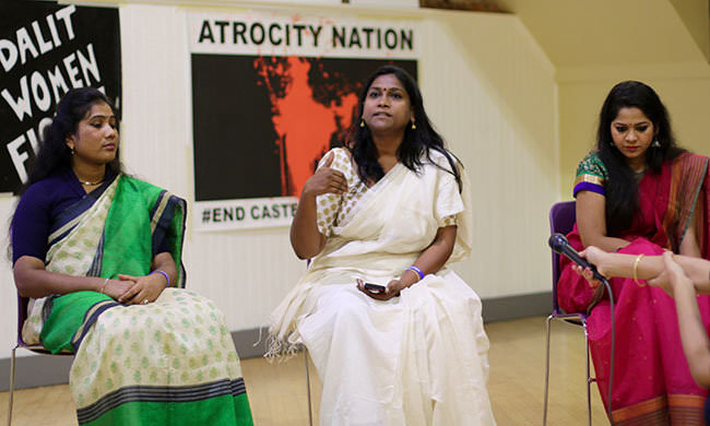 #dalitwomenfight. Asha Kowtal, center, with activists from #DalitWomenFight. Photo by Rucha Chitnis.